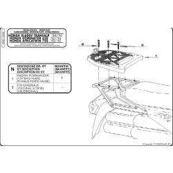 KAPPA stelaż kufra centralnego HONDA XL 600RM/RL, XL 600V TRANSALP (88-96), NX 650 DOMINATOR (92-94) ( Z PŁYTĄ MONOKEY )