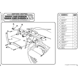 KAPPA stelaż kufra centralnego YAMAHA XJ 600 DIVERSION (91-03), DIVERSION N (96-99) ( BEZ PŁYTY ) MOTORUS.PL