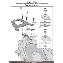 KAPPA stelaż kufra centralnego BMW C 600 SPORT (12-15) ( Z PŁYTĄ MONOKEY ) MOTORUS.PL