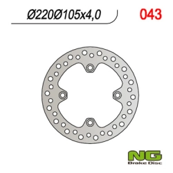 NG043 tarcza hamulcowa TYŁ HONDA XL125V VARADERO 01-13, XR 400 95-05, XR 250 91-04, CBR125 R 03-17, CRF230 07-12, SUZUKI