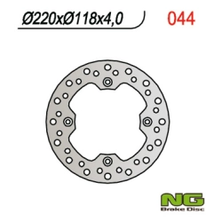 NG044 tarcza hamulcowa TYŁ SUZUKI DR350 99, DR250 96-00, DRZ 250 01-07, TS 125 89-94 (220X118X4MM) (4x10,5MM)