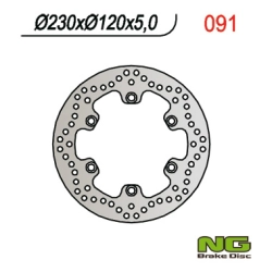 NG091 tarcza hamulcowa TYŁ KAWASAKI KLR650 90-07, KLE500 91-07 (230X120X5) (6X10,5MM)