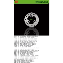 NG108 tarcza hamulcowa PRZÓD CAGIVA/HONDA/KYMCO/SYM (160X58X4) (3X10,5MM)