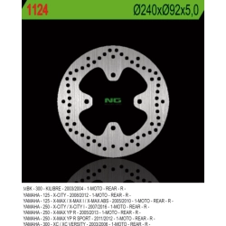 NG1124 tarcza hamulcowa TYŁ YAMAHA X-CITY 125 08-12, 250 07-17, X-MAX 125/250 05-09 (240X92X5) (4X8,5MM)