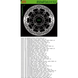 NG1273 tarcza hamulcowa PRZÓD DUCATI 796/821/1078/1100/1200 11-16 (320X72X5) (5X8,5MM)