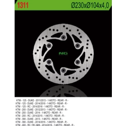 NG1311 tarcza hamulcowa TYŁ KTM DUKE 125/200/390 11-20, RC 200/390 14-20 (230X140X4) (6X10,5)