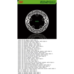 NG1341 tarcza hamulcowa TYŁ APRILIA RS 125, TUONO 1000, RSV1000 (220X102X5 5 OTWORÓW)
