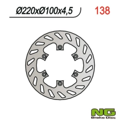 NG138 tarcza hamulcowa TYŁ KAWASAKI KX 125 89-02, KX 250 92-95, KDX200/220, KLX300/650R (220X100X4,5) (6X6,5MM)