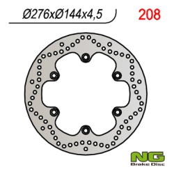 NG208 tarcza hamulcowa PRZÓD HONDA XL600V (87-95) TRANSALP, DAELIM VL125 DAYSTAR 00-12 (276x144x4,5) (6x10,5mm)