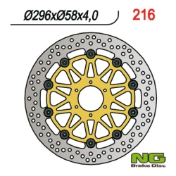 NG216 tarcza hamulcowa PRZÓD HONDA CBR600/900, VTR1000F (296x58x4) (6X6,5mm) PŁYWAJĄCA