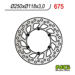 NG675 tarcza hamulcowa PRZÓD SUZUKI RM/RMZ 250/DRZ, YAMAHA YZ/YZF/WR02-19 (250X118X3) (6X6,5MM) - ZASTĘPUJE NG854