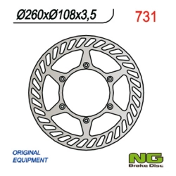 NG731 tarcza hamulcowa PRZÓD GAS GAS ENDURO CROSS 125/200/250/300/400/450/515 (260x108x3,5)