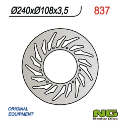 NG837 tarcza hamulcowa PRZÓD YAMAHA DT 50R 03-08, XT125R 05-08, MBK50X-LIMIT 03-05 (240X108X3,5) (6X6,5MM)