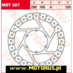 TRW MST387 motocyklowa tarcza hamulcowa średnica 298mm sklep motocyklowy MOTORUS.PL