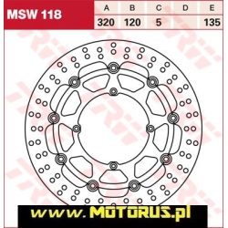 TRW MSW118 motocyklowa tarcza hamulcowa PŁYWAJĄCA średnica 320mm sklep motocyklowy MOTORUS.PL