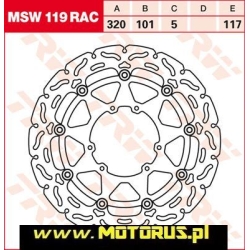 TRW MSW119RAC motocyklowa tarcza hamulcowa PŁYWAJĄCA średnica 320mm sklep motocyklowy MOTORUS.PL