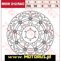 TRW MSW212RAC motocyklowa tarcza hamulcowa PŁYWAJĄCA średnica 296mm sklep motocyklowy MOTORUS.PL