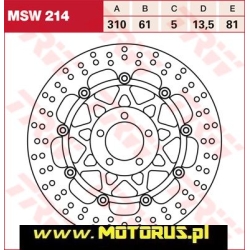 TRW MSW214 motocyklowa tarcza hamulcowa PŁYWAJĄCA średnica 310mm sklep motocyklowy MOTORUS.PL